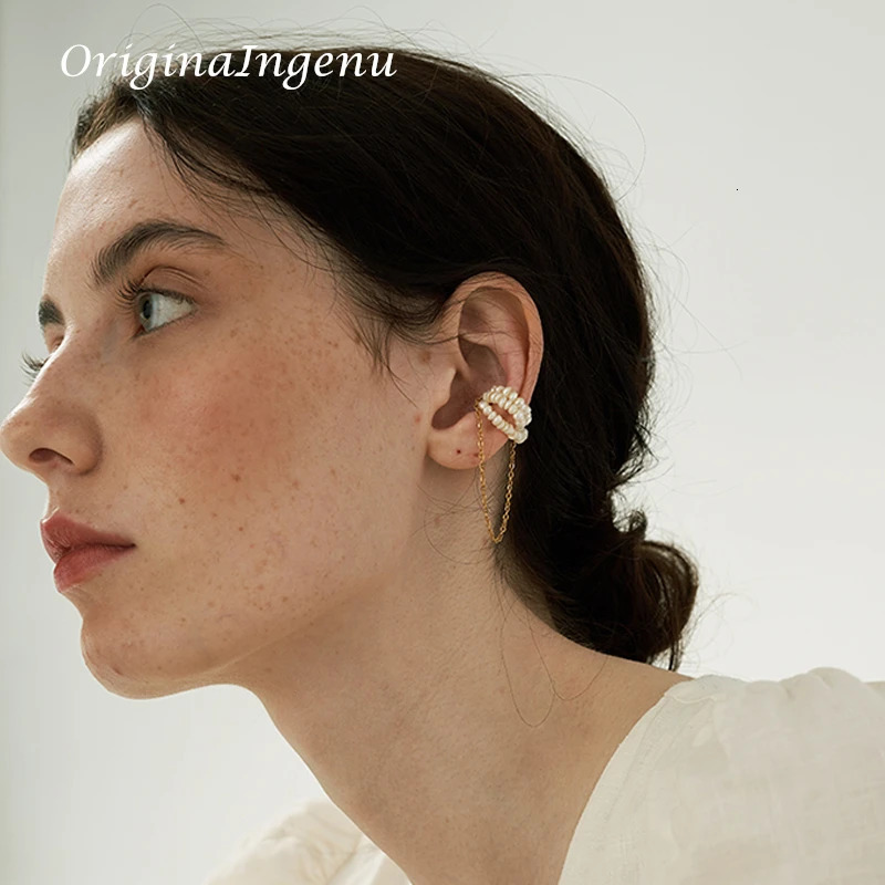 14K Gold Filled Ear Cuff Natural Pearl Jewelry Handmade Magnetic Buckle Earrings Vintage Accessories Tarnish Resist Earrings 241220