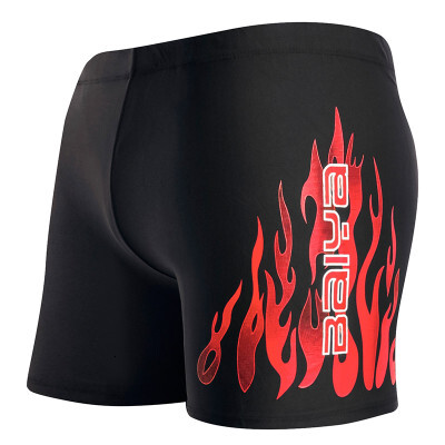 Sexy Low Rise Designer Swimsuit Board Pushed Up Men's Swimsuit Fire Print Flat Corner Underwear Beach Shorts
