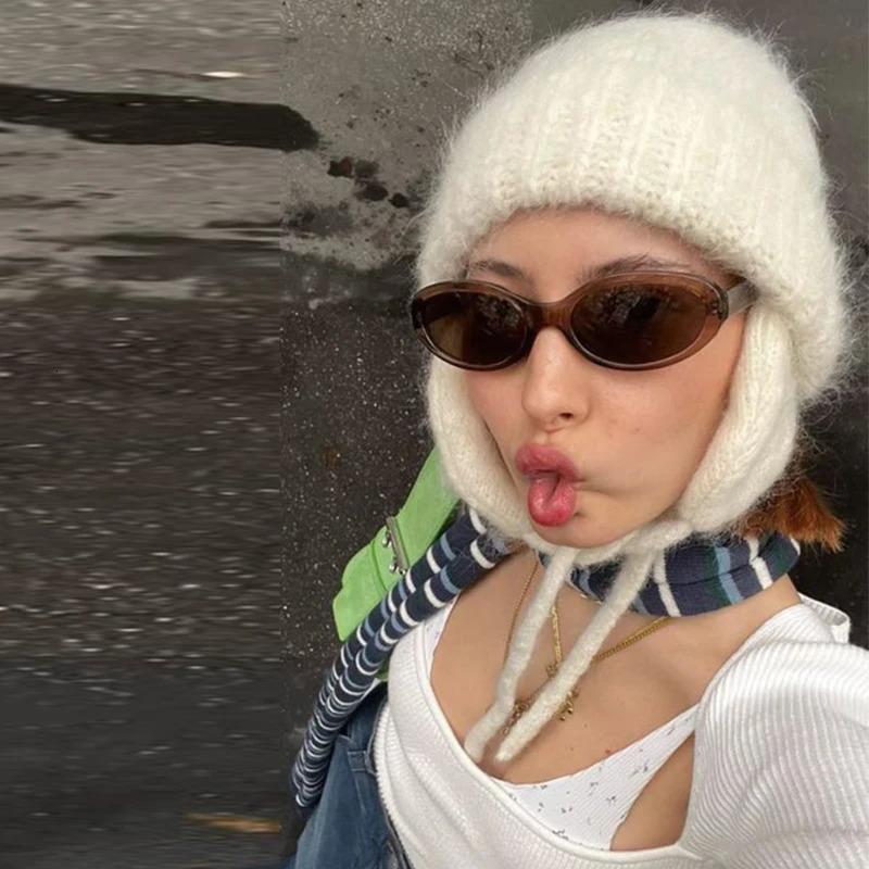 Winter Wool Hats Solid Color Fashion Earmuffs Knitted Hats Men And Women Riding Hats Warm And Comfortable Winter Hats 241214