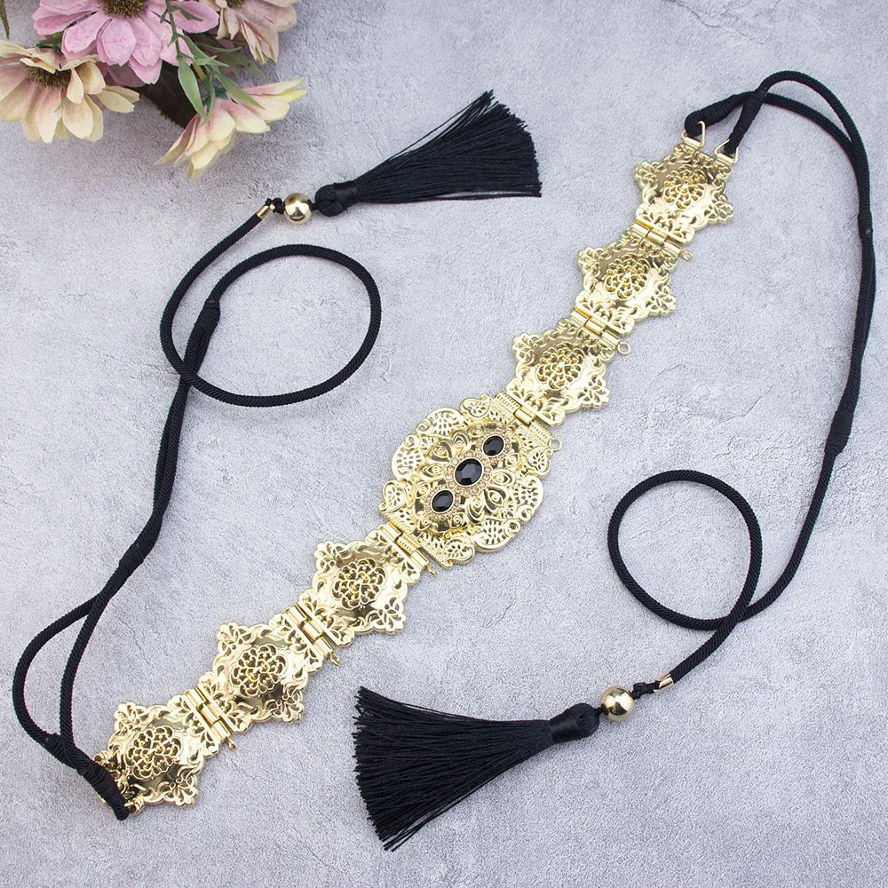 Neovisson Morocco Fashion Style Handmade Rope Belt Gold Color Chain Long Tassels Arabic Bridal Wedding Jewelry Gift 241220