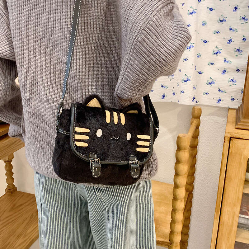 Cute Cat Small Bag 2024 New Edition Internet Celebrity High Beauty Cartoon Plush Doll Handbag for Women