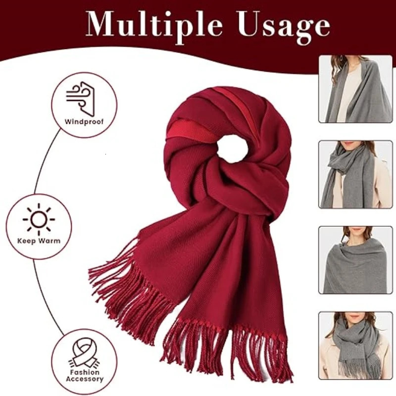Womens Cashmere Scarf Large Pashmina Shawls and Wraps Light Blanket Scarf for Evening Dress Warm Daily Tra 241220
