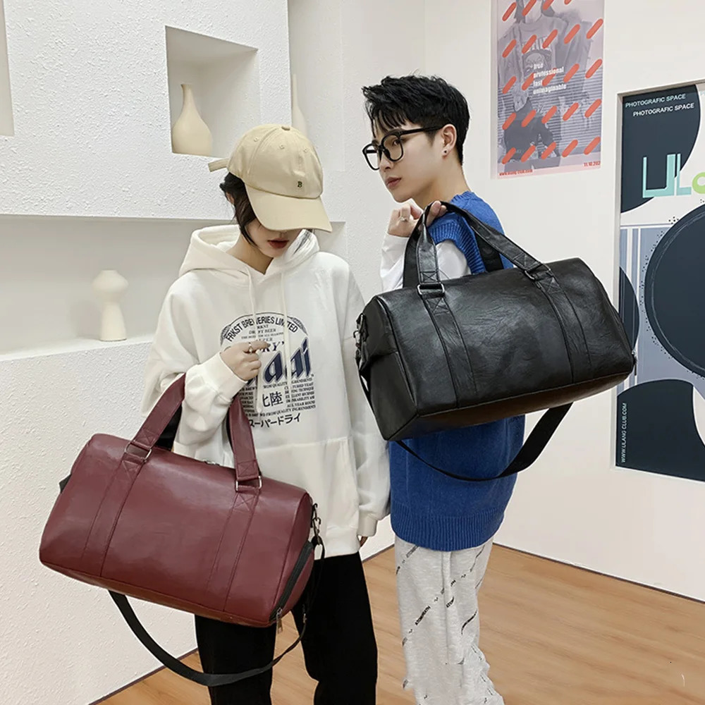 Fitness PU leather bag sports large capacity swimming training bag gym travel shoe company yoga handbag X529D 241220