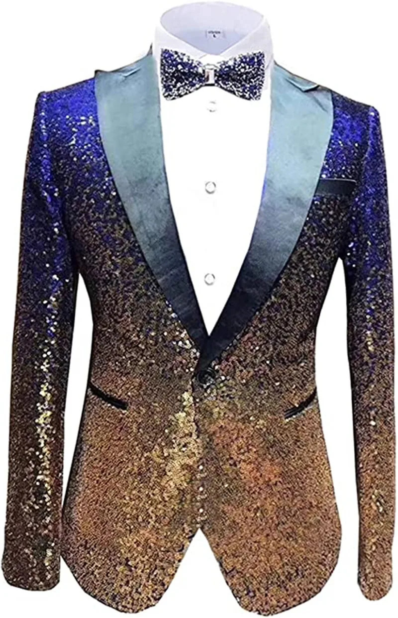 1 Piece MenS Suit Coat Dennis dress Sequins Blazer Formal Business Host Jacket for Men Just One Button 241218