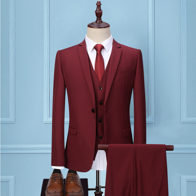 F12221Men's three-piece suit Korean style slim fit professional formal suit