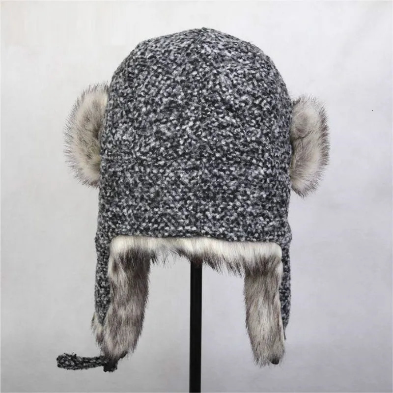 Mens Warm Bomber Hat Mens Lei Feng Hat Ear Hoods Outdoor Cotton Hat Northeast Snow Hat Windproof Warm Hat B-8525 241220