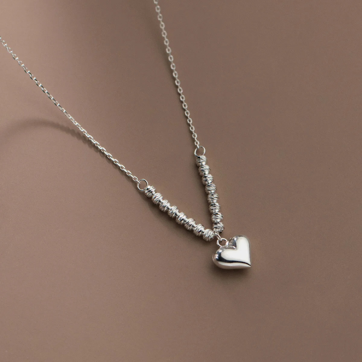 S925 Sterling Silver Classic Love Heart Choker Necklace Pendant for Women Beads Ball Silver Necklaces Wedding Party Jewelry Gift 241220