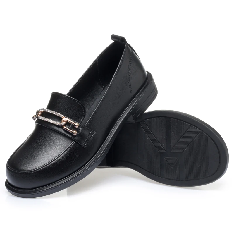 AIYUQI Shoes Loafer Women Genuine Leather Spring New Plus Size Slip-on Women Shoes Shiny Non-slip Ladies Shoes