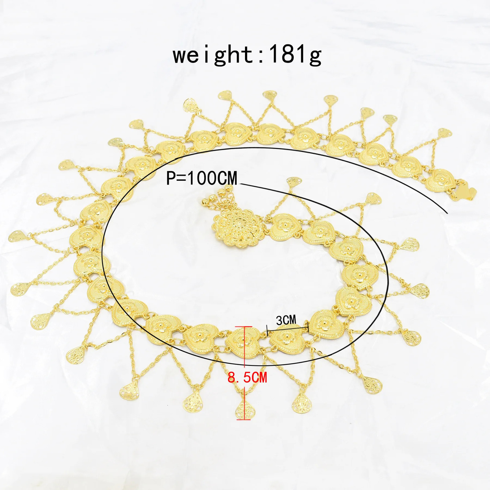 Indian Golden Heart Charms Belly Chains for Women Female Dancing Dress Belt Body Thailand Festival Party Jewelry Gift 241220