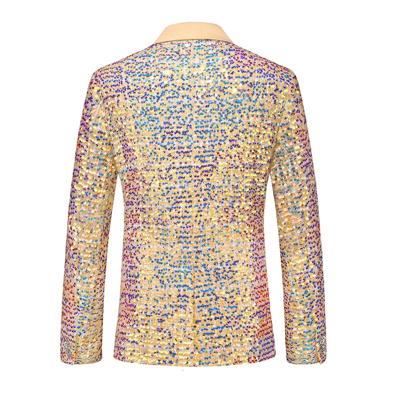 Sparkling Gold Sequins Mens Suit Two PieceWedding Party Dress Jacket and TrousersMens Stage Performance Sets Size M5XL 6XL 241218