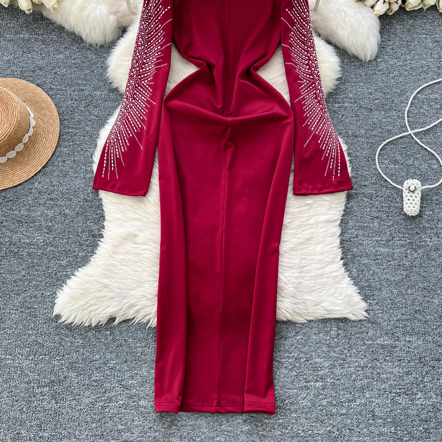 Casual Dresses Bodycon Satin Dress Women Long flare Sleeve Party Dresses Sequins V Neck Neck Side Slit Sexy Evening Boho Vestidos Dropshipping 2025