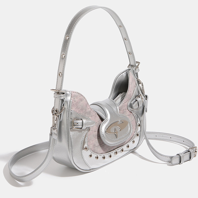 Half Moon Y2k Underarm Bags For Women Designer Handbags And Purse 2024 New In Fashion Rivet Decorate Shoulder Crossbody