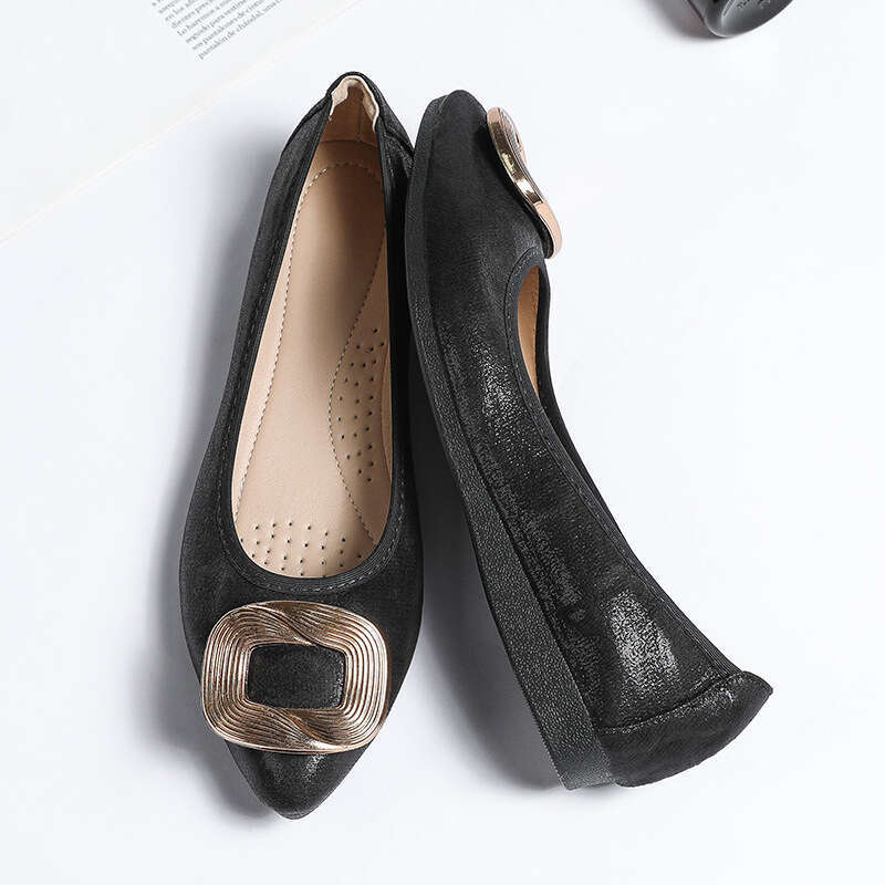 Shallow Mouth Versatile Bean Spring And Autumn Fairy Style Gentle Soft Sole Flat Shoes, Plus Size Single Shoes For Women, 2023 New Item