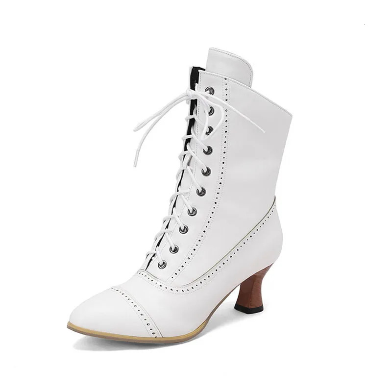 Womens ankle boots with PU leather lace upper in the heel Botas Femininas Plus size 43 WSH4930 for womens short boots 241213
