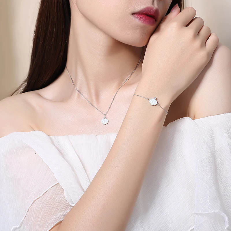 925 Sterling Silver White Mother of Pearl Four Leaf Clover Bracelets for Women Korean Fine Jewelry Valentines Day Gift 241220