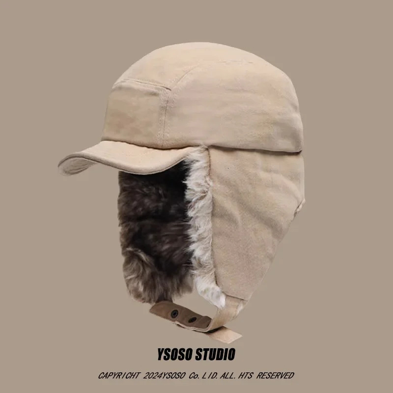 Retro Thunderwind Hat Mens and Womens Thick Warm Cold Hat Korean Version Anti Ear Hood Flip Pilot Bomber Hat 241220