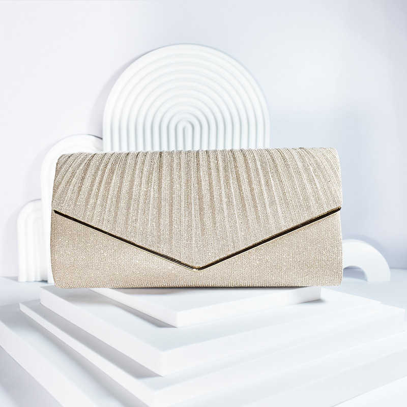 Fashionable Banquet Bag Clutch Bag Evening Dress Bag Bride Bag Handbag Pleated Sparkling Wedding Bag Dance Party Bag 240920