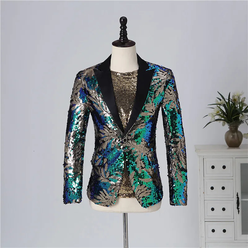 Male Bar Concert Performance Sequins Blazers Coat Singer Stage Show Costume Party Banquet Slim Tuxedo Suit Jacket Blazer 241218