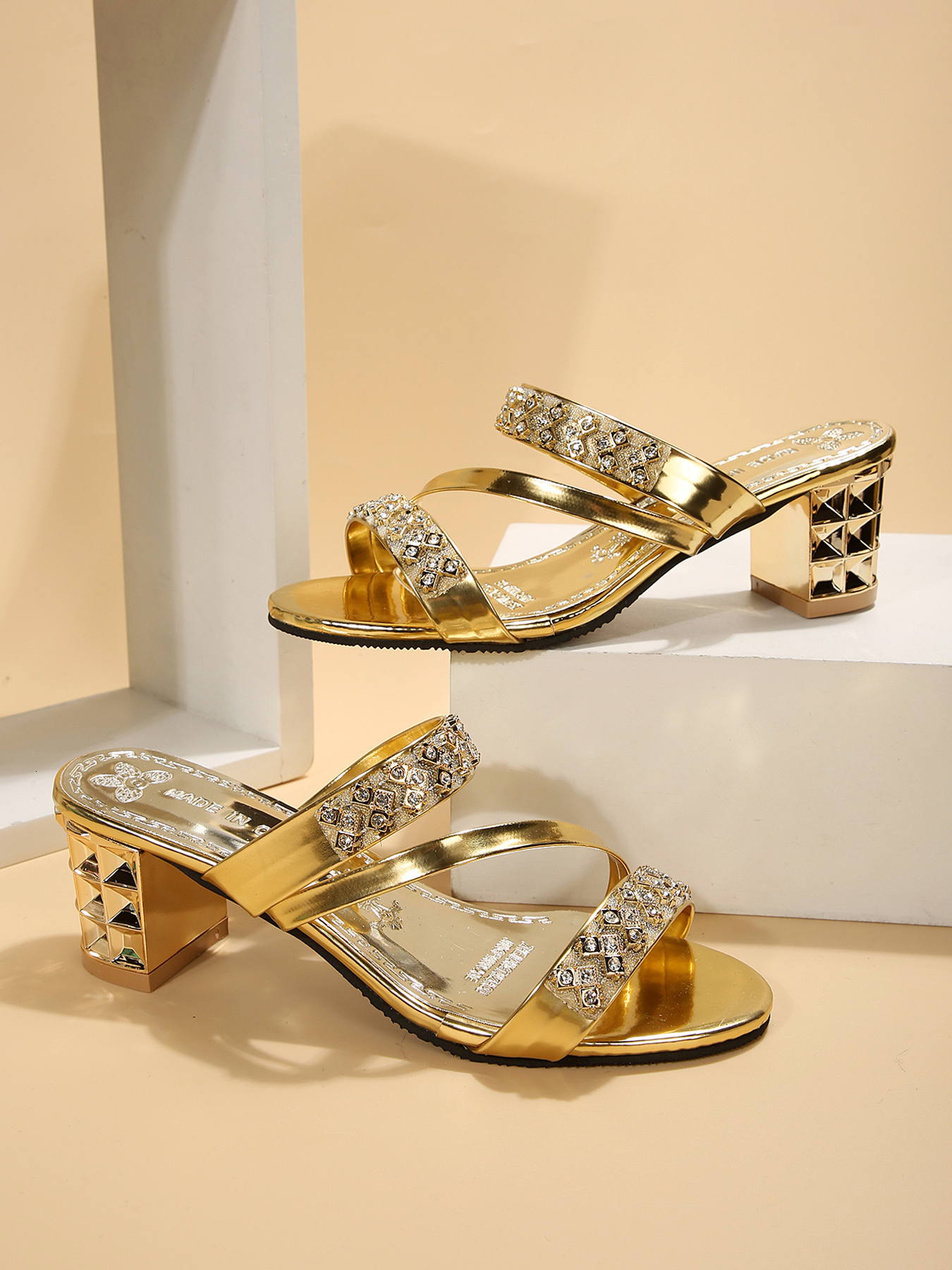 Summer New Sandals And Medium Thick Women's Slippers With Open Toe High Heel Rhies