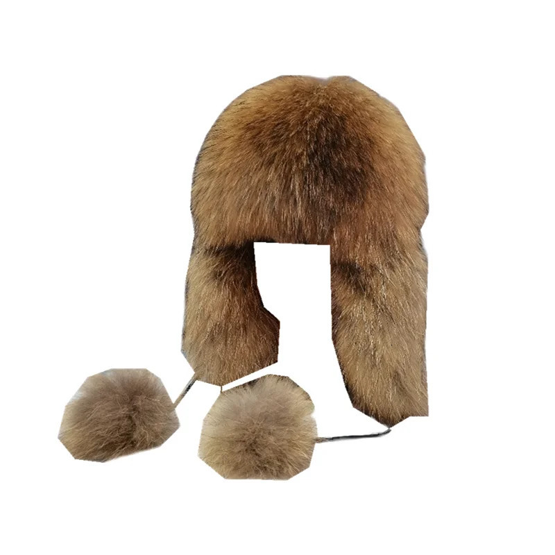 Womens Lei Feng hat fashionable cute hat 100% real fox fur hat ski hat warm and soft Russian womens hat natural fox fur ball hat 241220