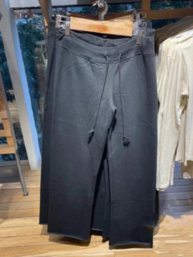 Casual Women Fashion Soft Cotton Drawstring Wide Leg Pants 2023 Summer Vintage Low Waist Solid Color Female Pants Mujer