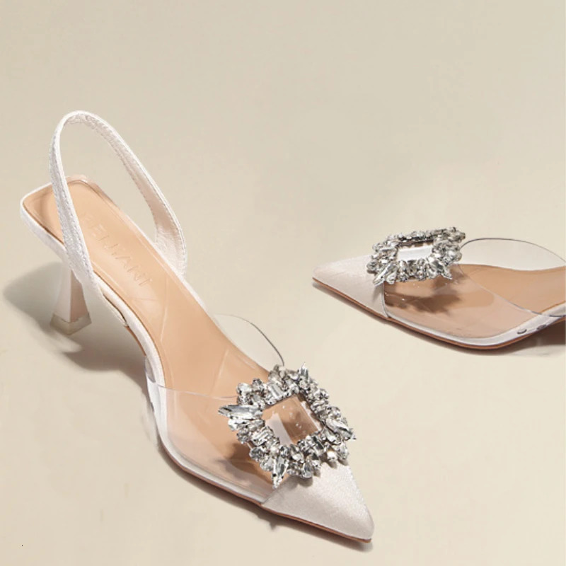 Summer New Transparent Slim Toe Sandals Fashion Pointed High Heel Single Shoes For Women Atos De Mujer