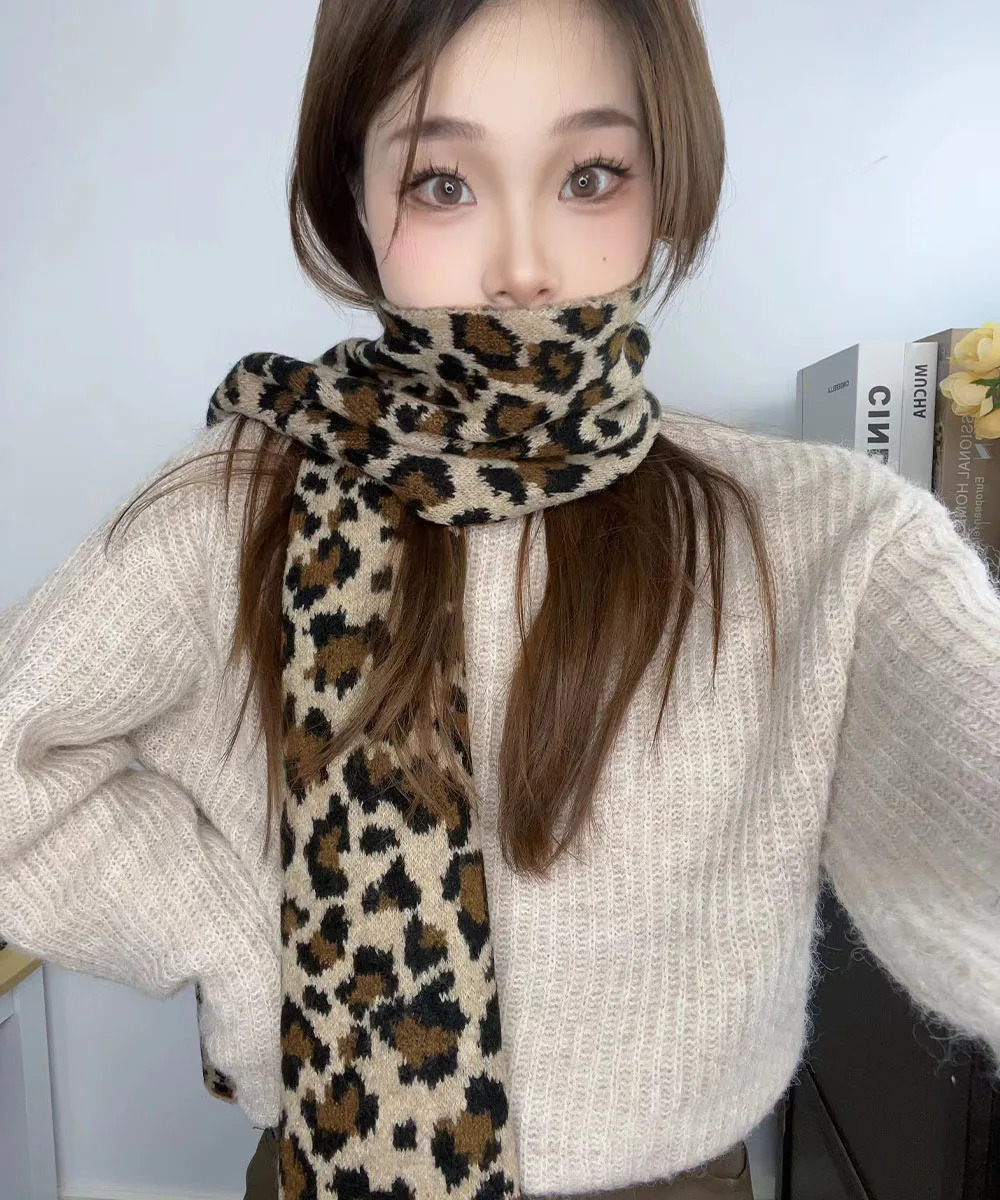 Fashion Leopard Printted Women Winter Warm Soft Scarf Cashmere Lady High Quality Wrap 241220