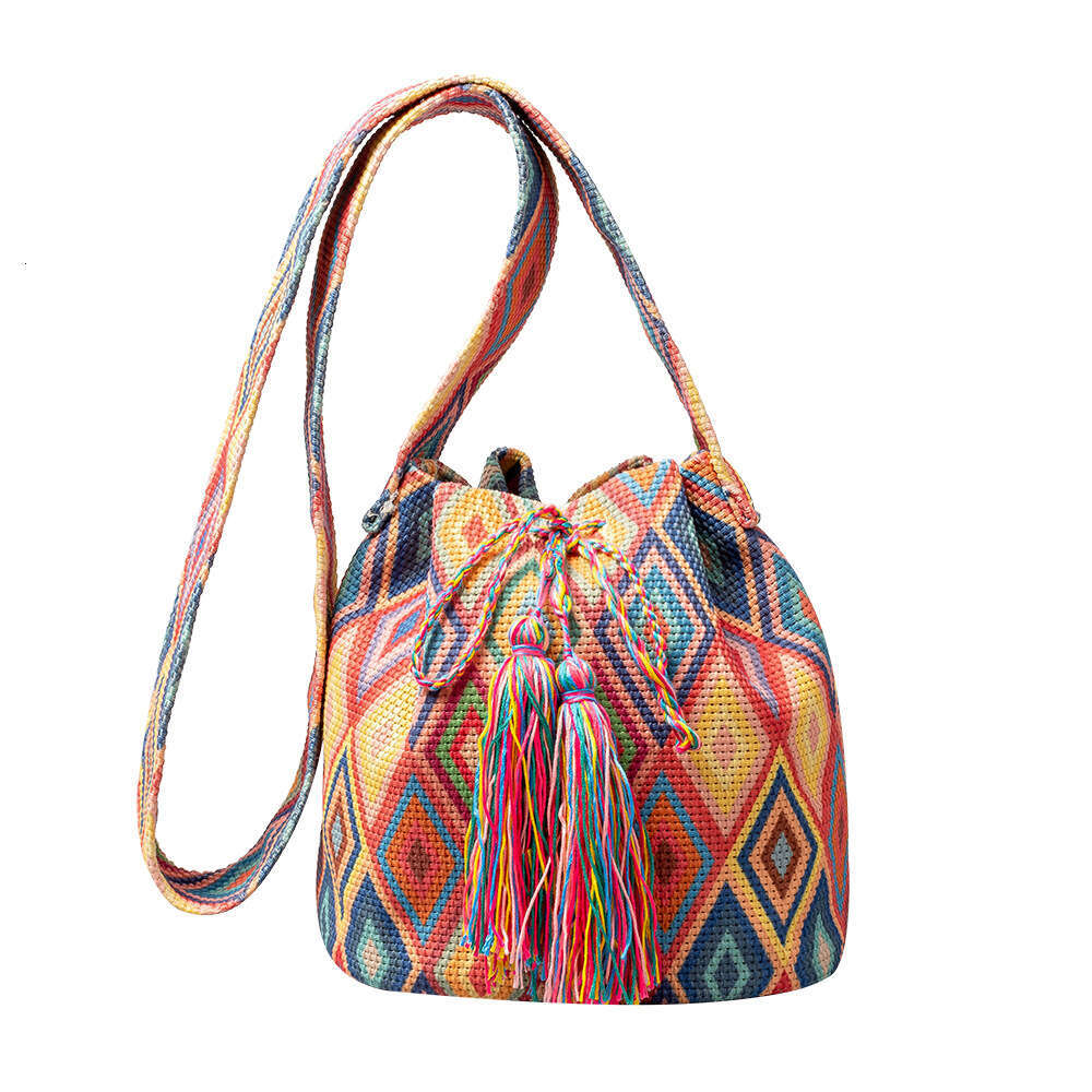 ENSPT Crossbody Bucket Bohemian Ethnic Style Women's Printed New Canvas Commuter Bag