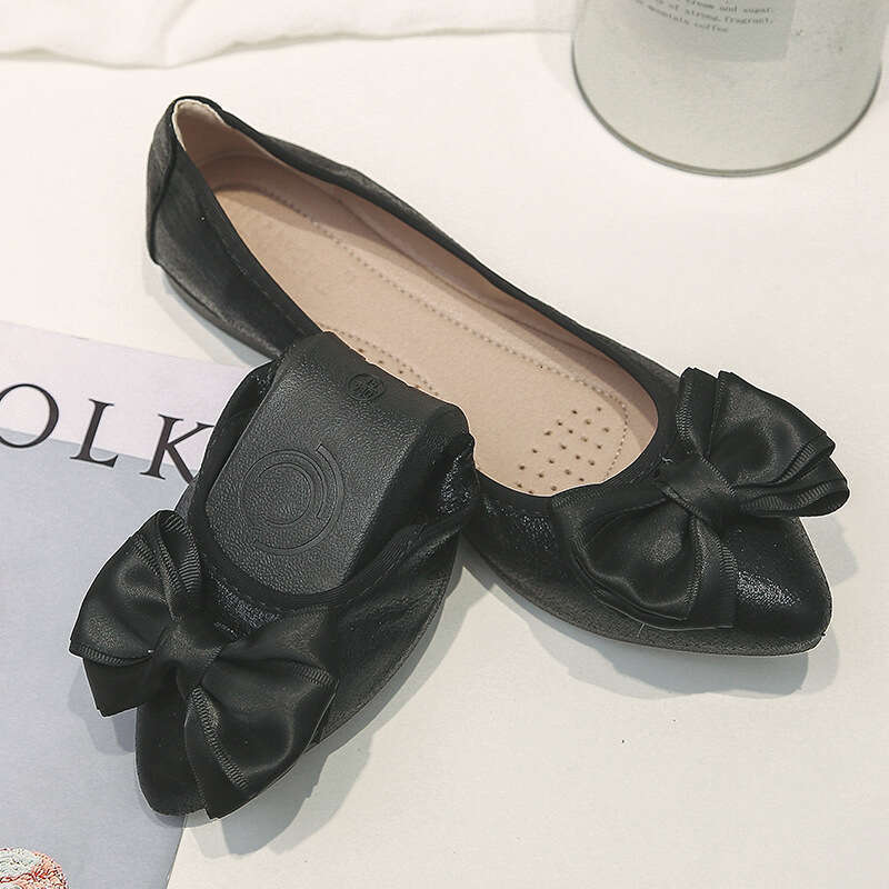 Women's Black Soft Soled Work Professional Women's Interview Flight Attendant Shoes, Non Slip Hotel Flat Bottom Nurse Shoes