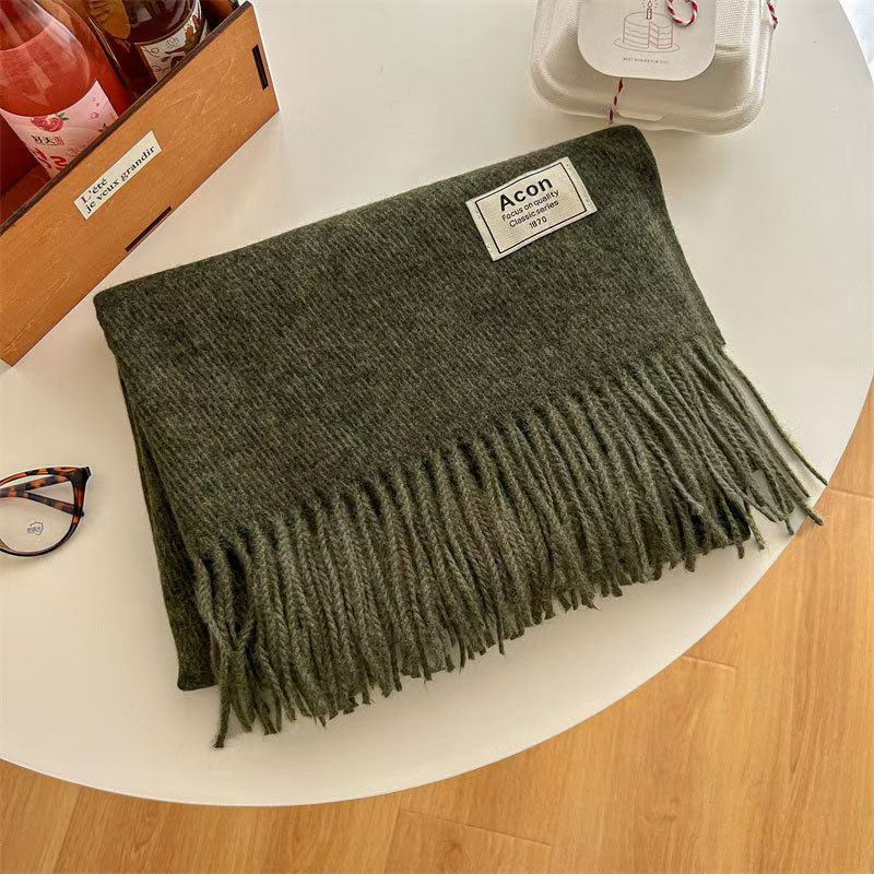 T022 solid color cashmere scarf female Korean version shawl winter thickened student versatile fashion warm neck scarf