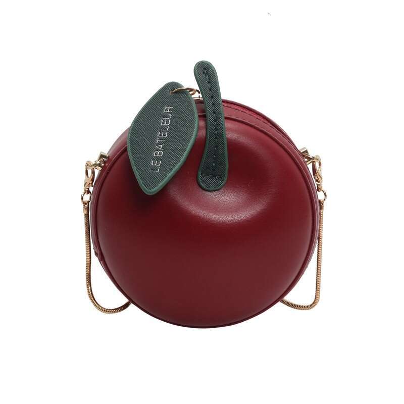 Summer fresh and cute Apple ladies' small round 2024 new niche chain mini solid color crossbody bag trend