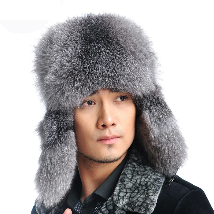 Real silver fox fur hat sheepskin hat sheepskin hat fur hat high-quality genuine leather 241220