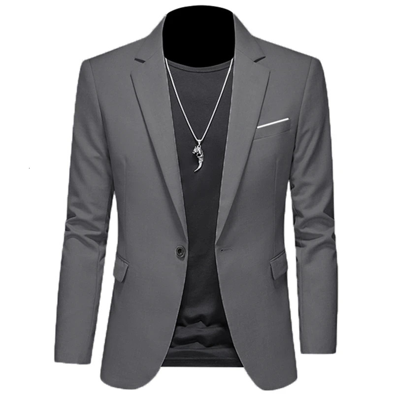 Fashion Mens Casual Boutique Woolen Pure Color Business Slim Fit Suit Blazers Jacket Dress Coat 241218