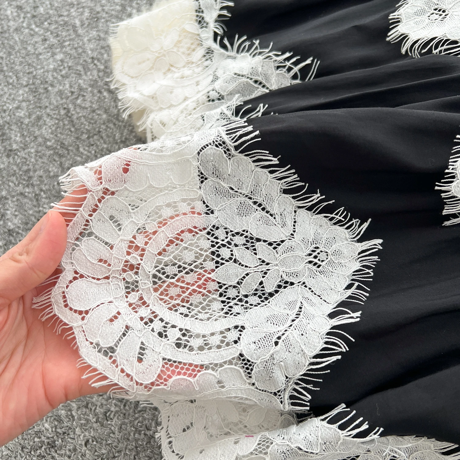 French Chic Vestidos De Fiesta Slash Neck Spaghetti Strap Vintage Dress Women Lace Patchwork Dresses Summer Dropshipping 2025