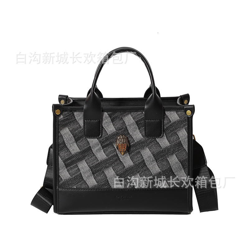 Bag High End Woven Denim Tote Large Capacity Handbag, Women's Eagle Head Bag, Single Shoulder Crossbody Bag
