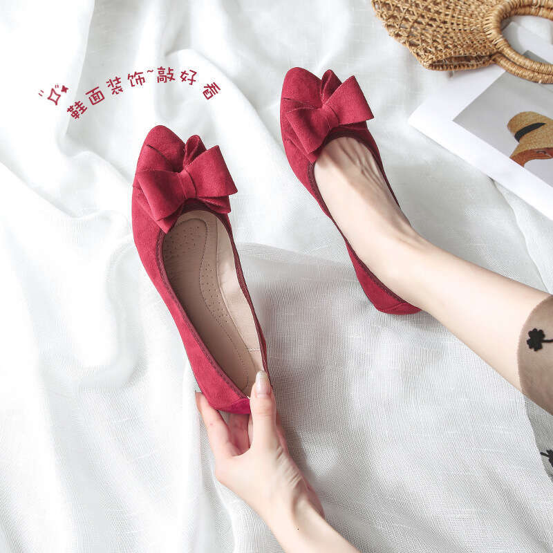 Spring And Autumn New Large Soft Fabric Surface Shallow Mouth Pointed Bottom Flat Heel Work Single For Anti Slip Pregnant Women's Shoes