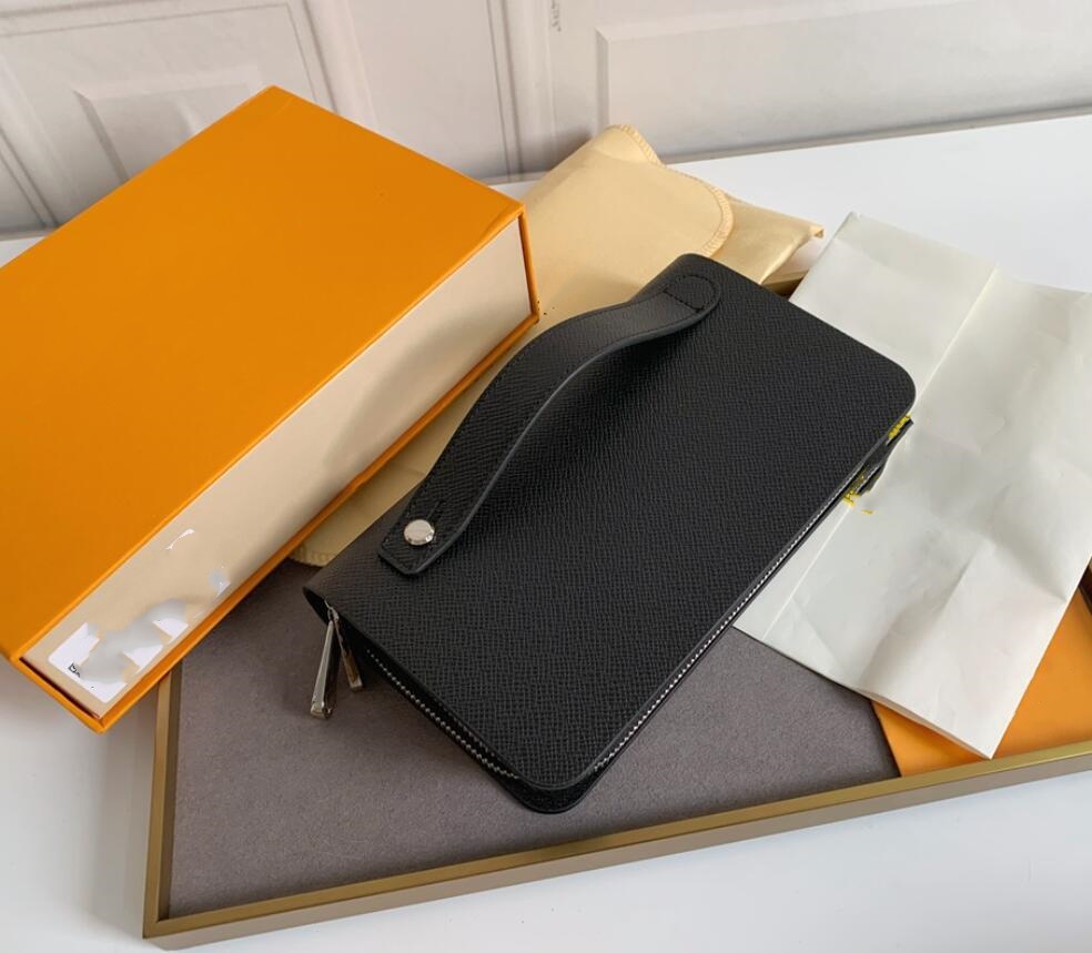 7A Double zipper Wallets Mens Genuine Leather Wallet Holders For women Purse Monograms Luxury Purses Cross Body Wallets Zipper Coin Purse clutch bag passport L size