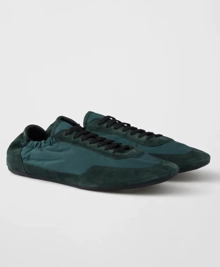 Perfect Luxury Men Collapse Trainers Shoes Re-Nylon & Suede Elasticized Sneakers Lightweight Thin Rubber Sole Outdoor Runner Sports EU38-46,With Box EU38-45