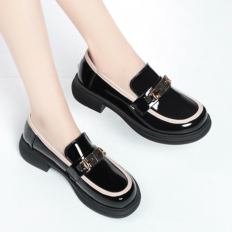 AIYUQI Loafers Women Patent Leather Spring Shoes Ladies British Style Platform Ladies Shoes