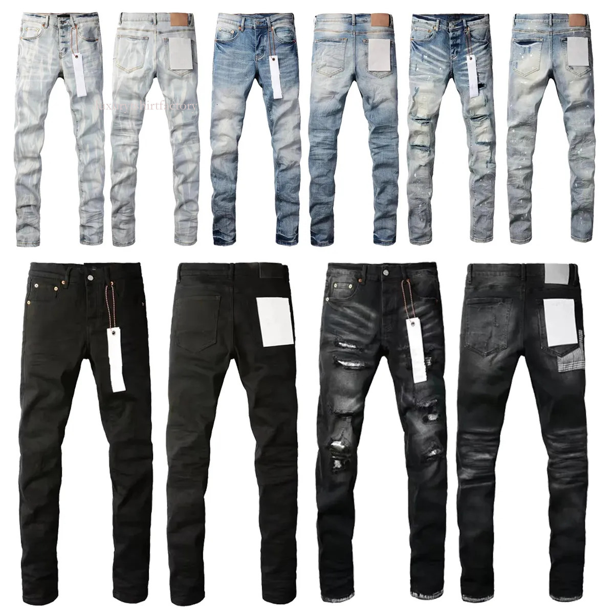 Jeans designer pant stacked men european jean pants trousers biker embroidery ripped for trend mens jeans designs top b62c