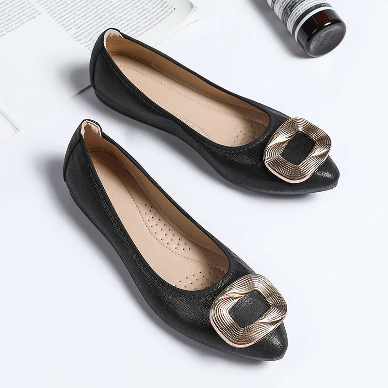 Shallow Mouth Versatile Bean Spring And Autumn Fairy Style Gentle Soft Sole Flat Shoes, Plus Size Single Shoes For Women, 2023 New Item