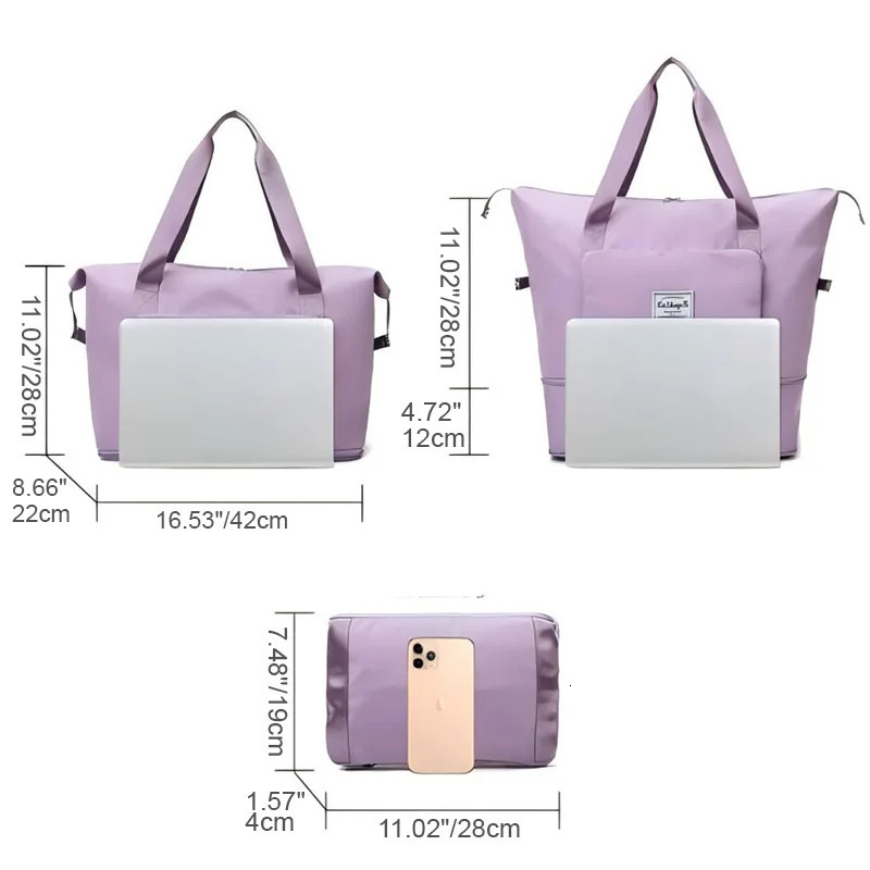 Multi functional foldable fitness bag large capacity shoulder bag sports handbag purple blue black pink 241220