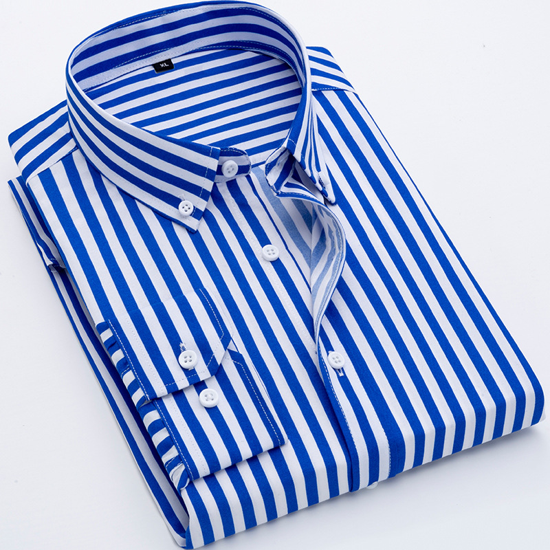 M12212 Men's light mature style striped shirt drape long sleeves