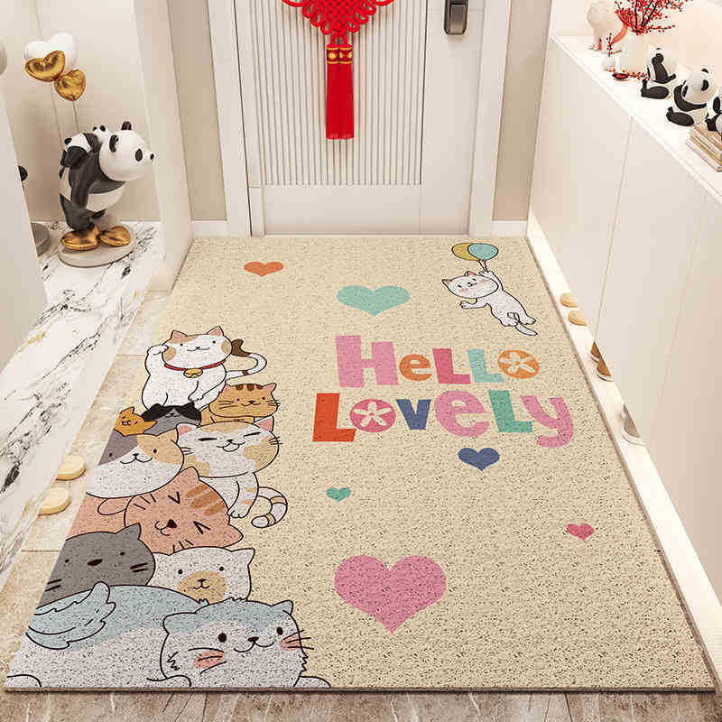 Floor Mats for Entrance Doors Cartoon Porch Wire Ring Floor Mats, Household Door Entrance Mud-scraping Soil-resistant Floor Mats