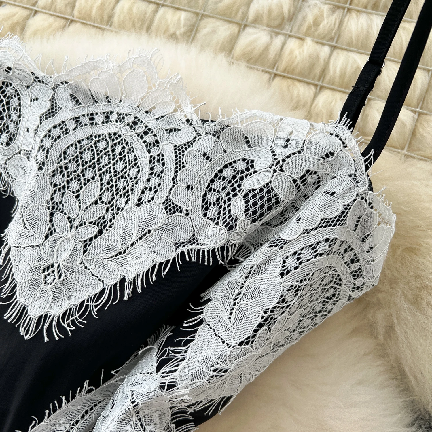 French Chic Vestidos De Fiesta Slash Neck Spaghetti Strap Vintage Dress Women Lace Patchwork Dresses Summer Dropshipping 2025