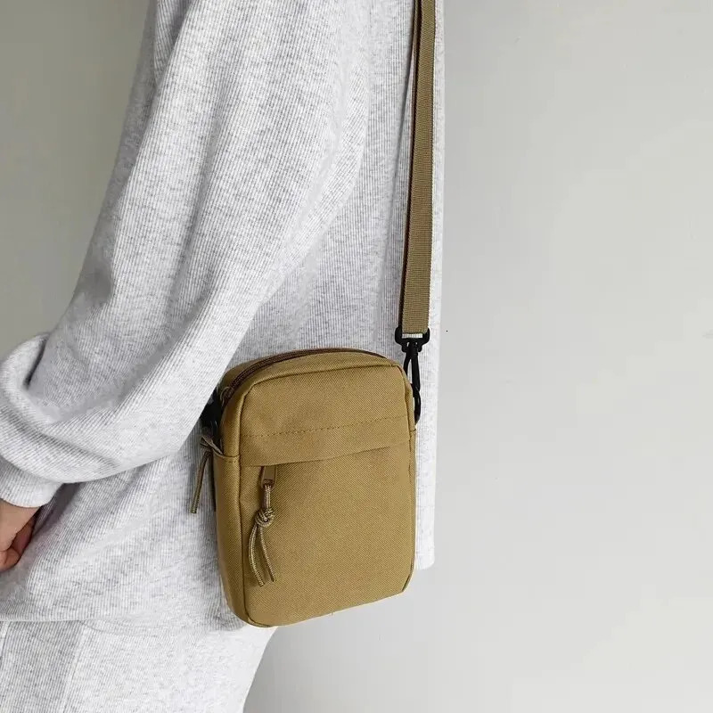 Messenger Sling Bags For Men Casual Canvas Small Zipper Crossbody Pouch Simple Shoulder Bag 241213