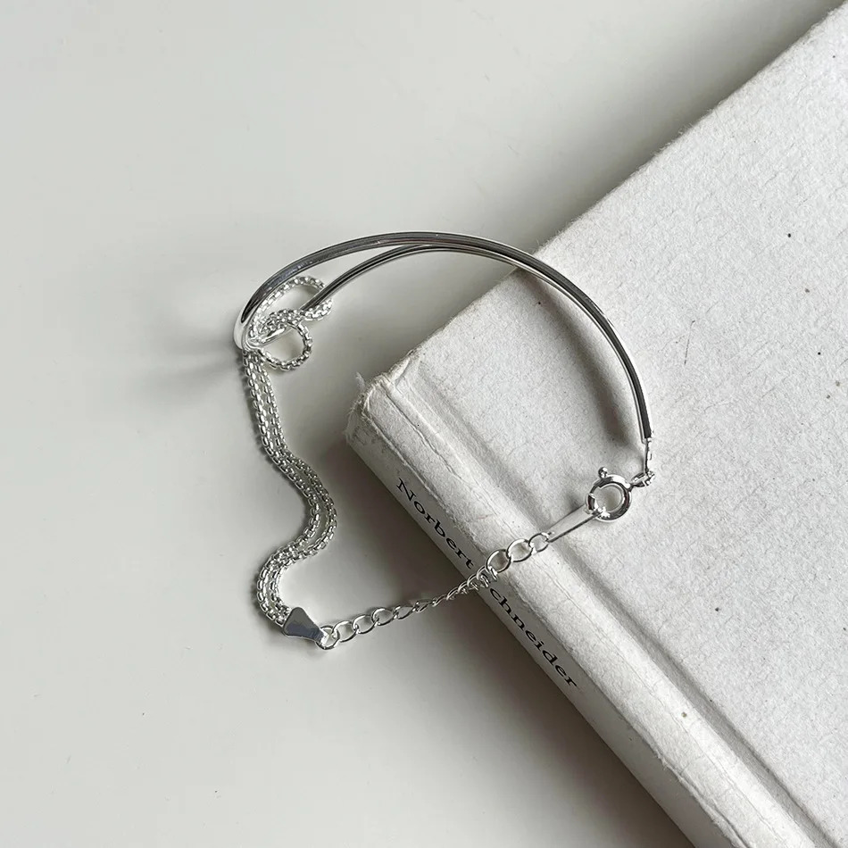 Amaiyllis S925 Sterling Silver Minimalist Knotted Bracelet Bangles Geometric Personality Retractable Bracelet Jewelry 241220