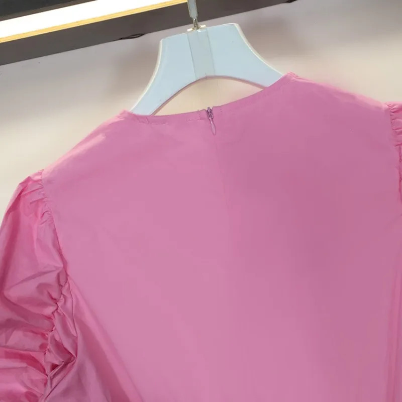 Spring Sweet Ladies Blouse Elegant Lantern Sleeve Slim Fit Shirts Streetwear College Pink White Ruffle Tops Female 241218