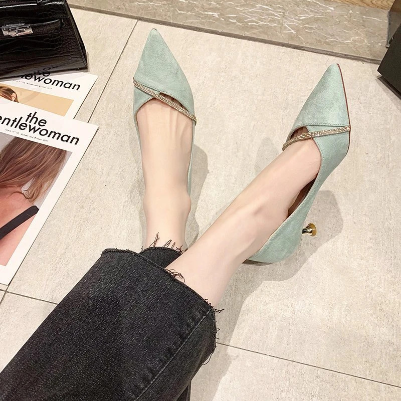 High Heels 2023 Autumn New Korean Version Of Fashion Temperament Hollow French Female Pointed Thin Heel Single Shoes