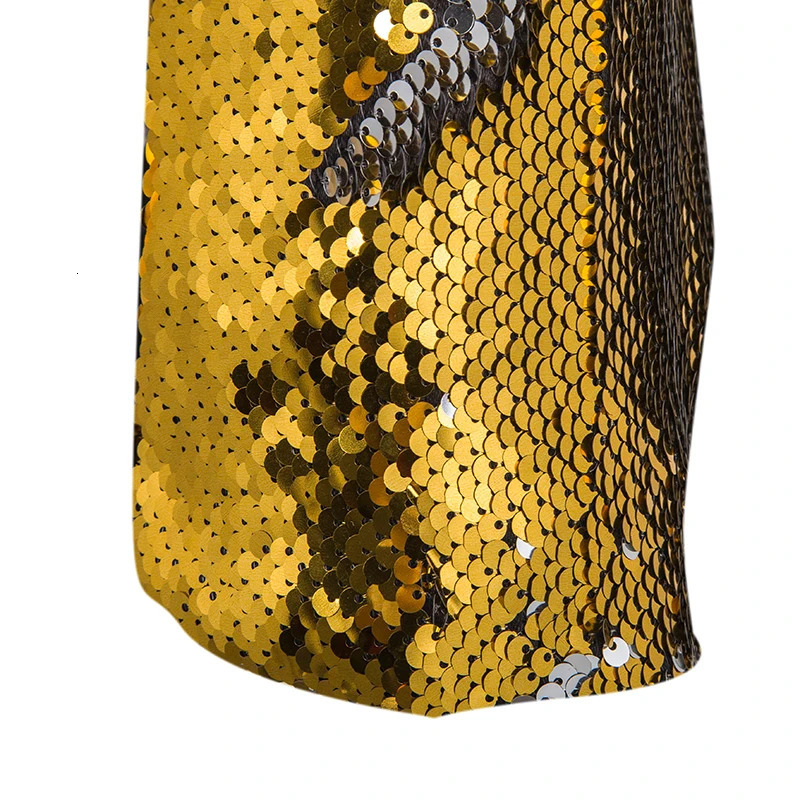 Styilsh Gold Sequin Singer DJ Men Suit Coat Twocolor Stitching Floral Collar Patchwork Blazer Stage Prom Party Nightclub Jacket 241218